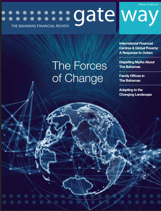 Capa da revista GATEWAY (The Bahamas Financial Review), edição 2019, onde Marcus Gomes publicou artigo sobre proteção patrimonial internacional